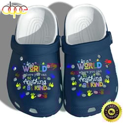 autism awareness in a world where you can be anything be kind crocs crocband clog shoes