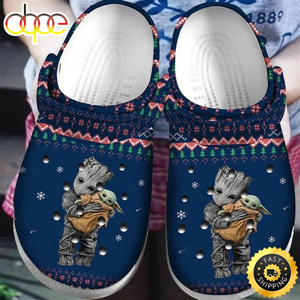 Baby Yoda And Groot Ugly Pattern Christmas Crocs Crocband Clog Shoes.jpg