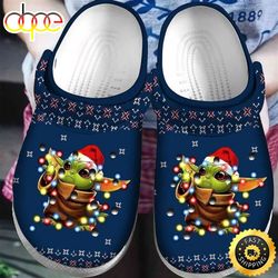 baby yoda christmas lights ugly pattern christmas crocs crocband clog shoes