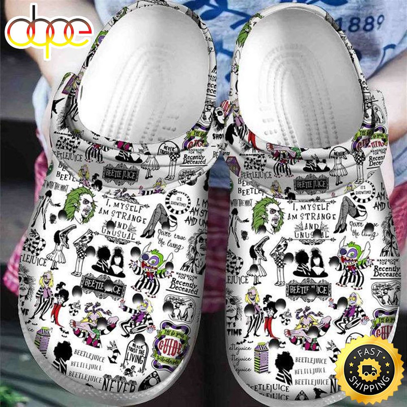 Beetle Juice Halloween Pattern Crocs Clogs Crocband Shoes.jpg