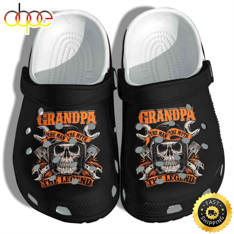 Biker Tattoo Skull Grandpa The Man The Myth Crocs Crocband Clogs.jpg