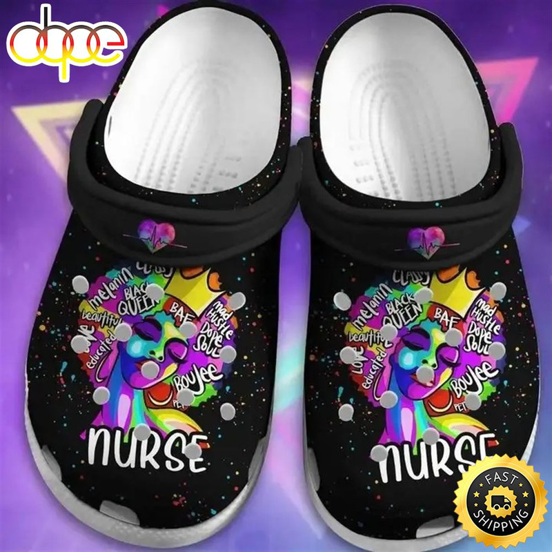 Bkack Pride Nurse Colorful Crocs Crocband Clog Shoes.jpg