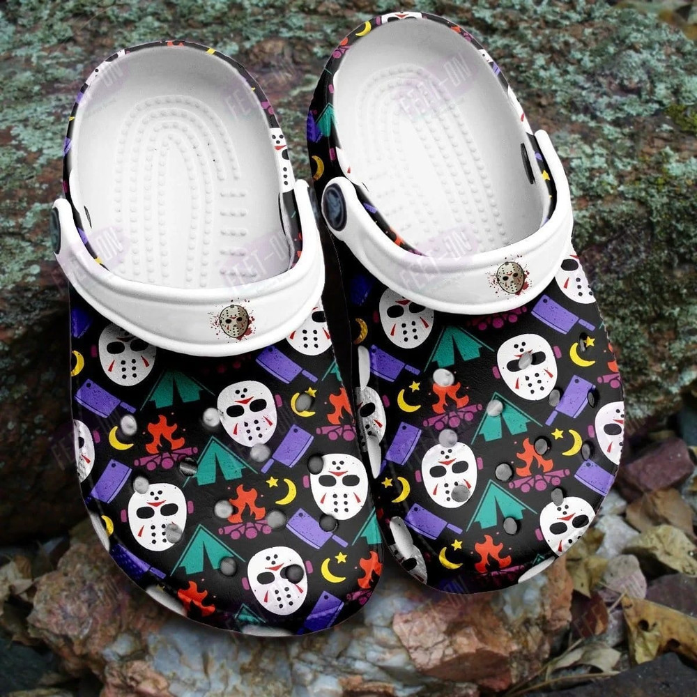 Black Jason Mask Friday the 13th Horror Movie Halloween Crocs Classic Clogs Shoes.jpg