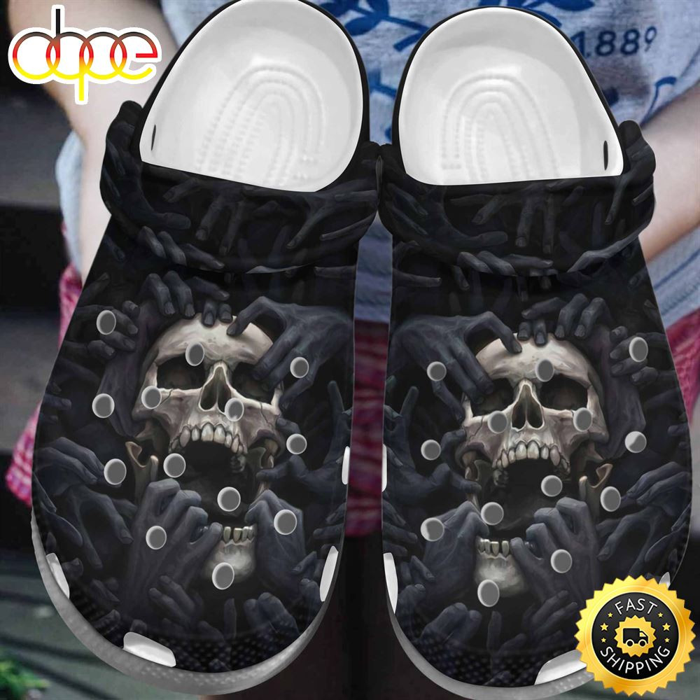 Black Skull Custom Crocs Shoes Clogs Halloween Gifts For Men Son.jpg