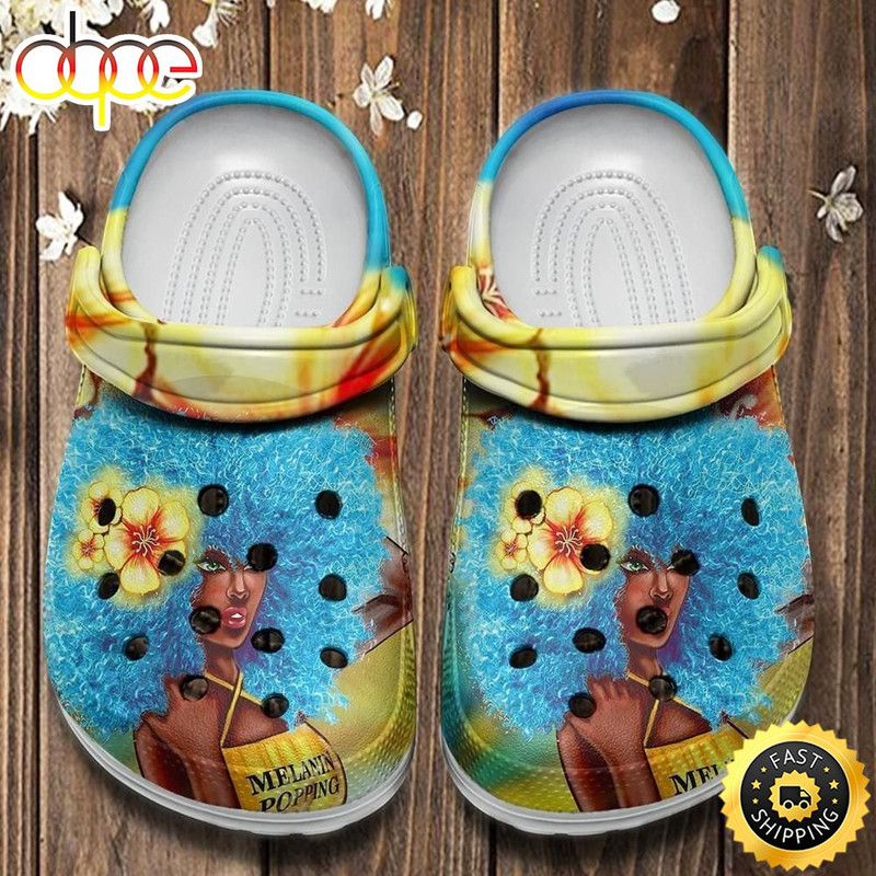 Blue Hair Melanin Poppin Custom Crocs Shoes Clogs.jpg