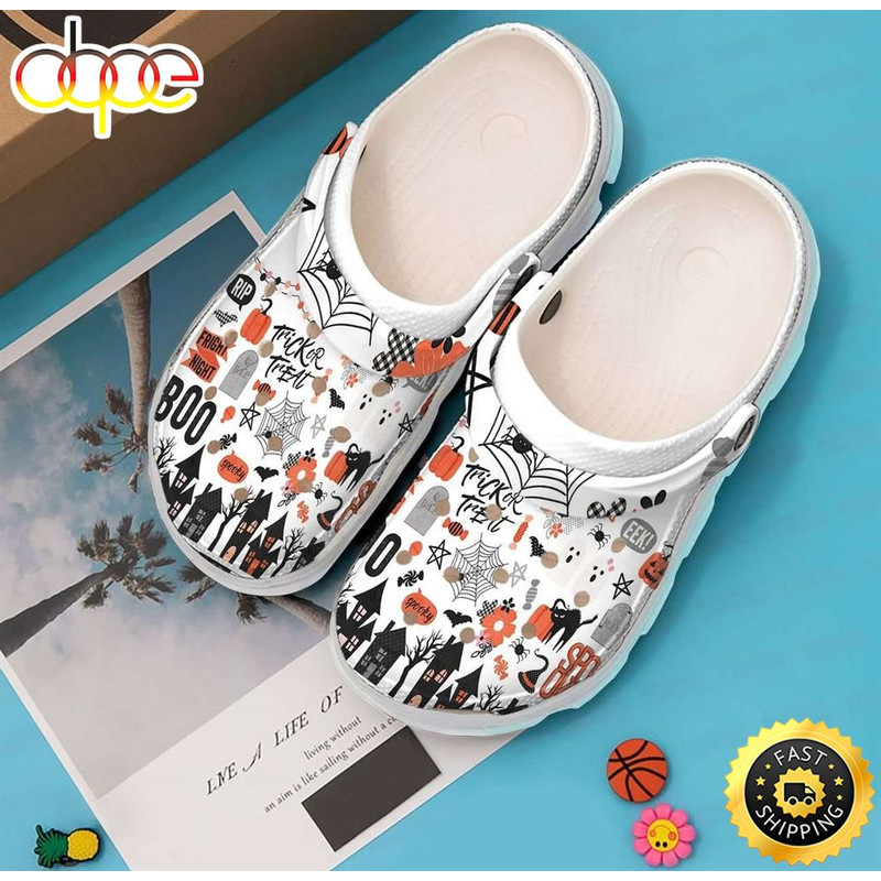 Boo Trick or Treat Halloween Pattern Crocs Clogs Crocband Shoes.jpg