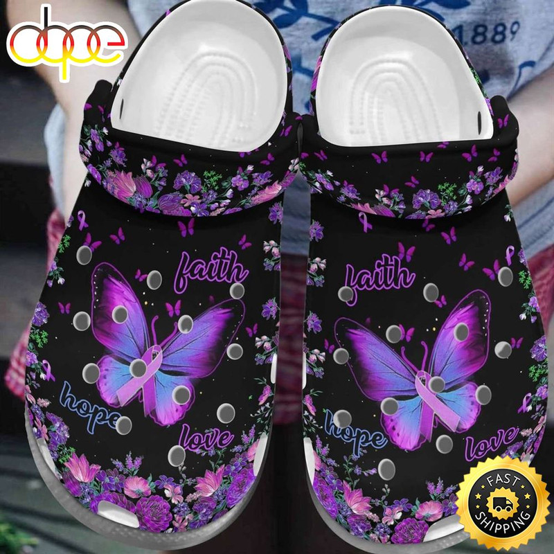 Breast Cancer Awareness Butterfly Faith Hope Love Crocs Crocband Clog Shoes.jpg