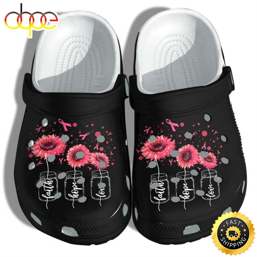 Breast Cancer Awareness Faith Hope Love Sunflower Pinky Crocs Crocband Clog Shoes.jpg