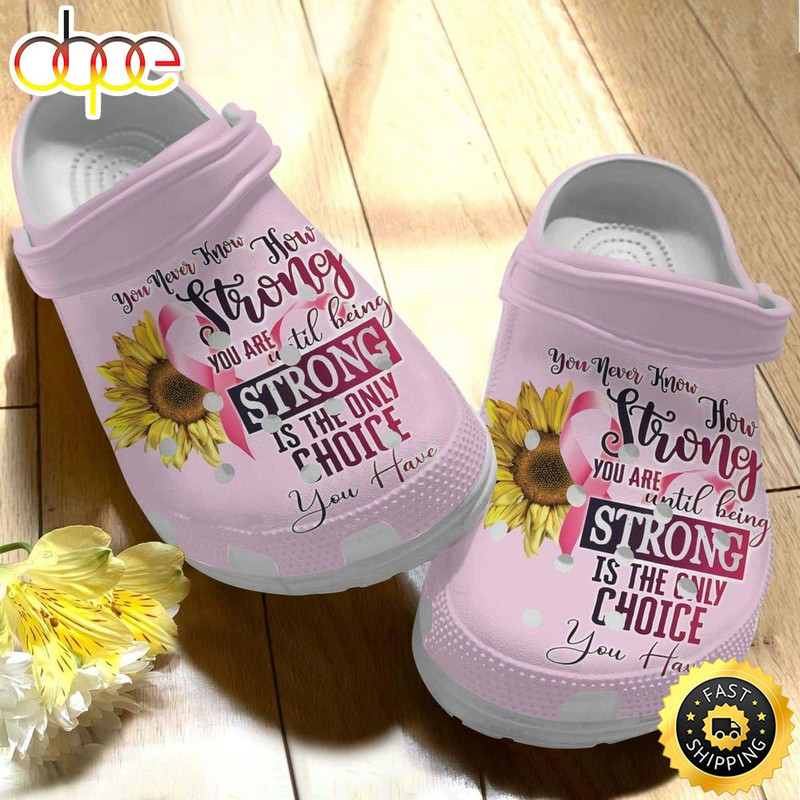 Breast Cancer Crocs Sunflower Pink Ribbon How Strong You Are Crocs Clogs Crocband Shoes.jpg