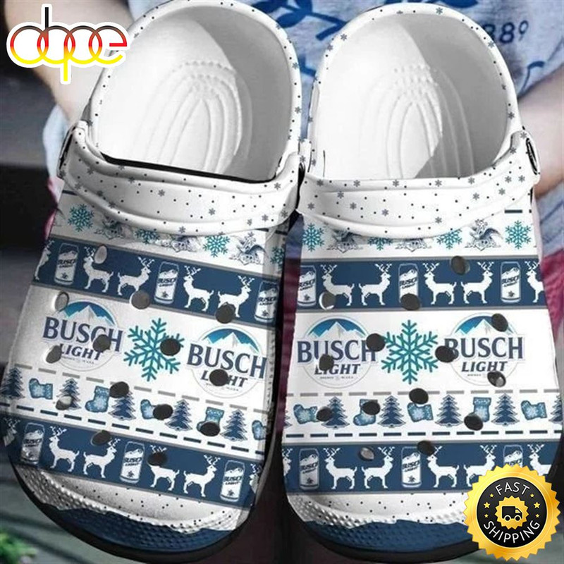 Busch Light Beer Christmas Ugly Pattern Crocs Crocband Clog Shoes.jpg