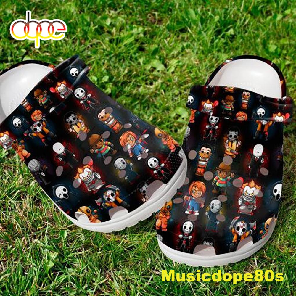 Chibi Horror Movie Characters Michael Myers Freddy Krueger Pennywise Crocs Crocband Clogs.jpg