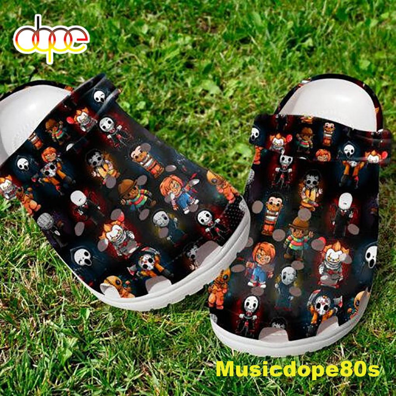 Chibi Horror Movie Characters Michael Myers Freddy Krueger Pennywise Crocs Crocband Clogs.jpg