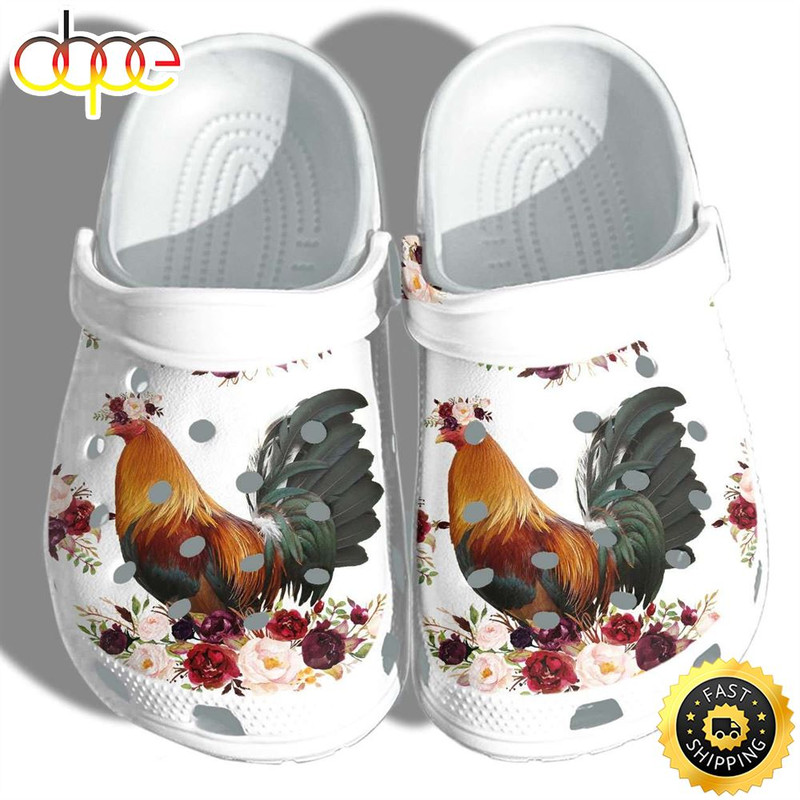 Chicken Flower Cute Farmer Loves Chicken Crocs Crocband Clog Shoes.jpg