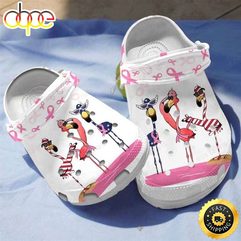 Cool Flamingo Breast Cancer Awareness Crocs Clogs Crocband Shoes.jpg