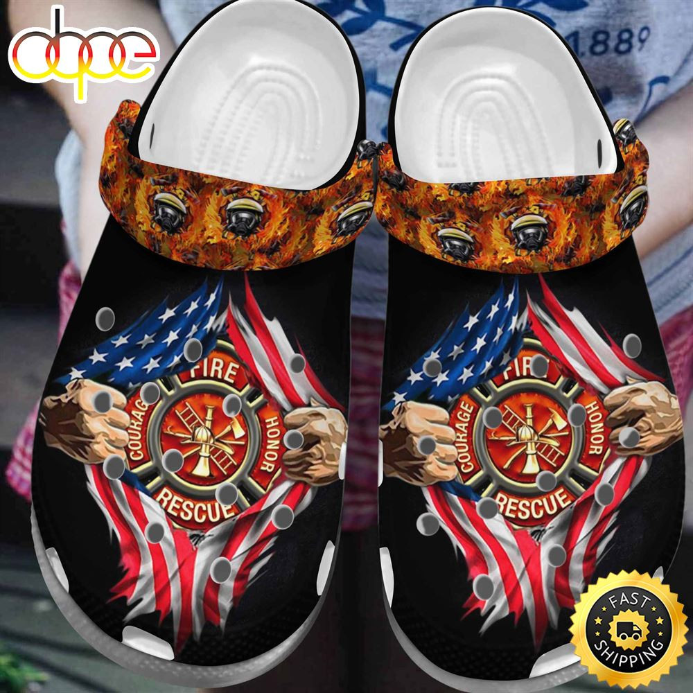 Courage Fire Honor Rescue US Firefighter Firefighter 4th of July Crocs Crocband Clogs.jpg