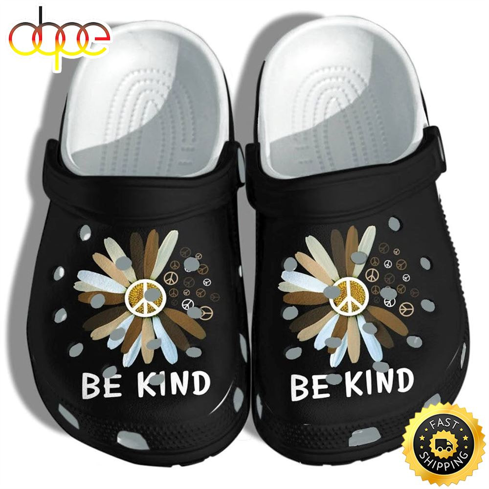 Daisy Flower Brown Be Kind Crocs Shoes Clogs For Black Women.jpg