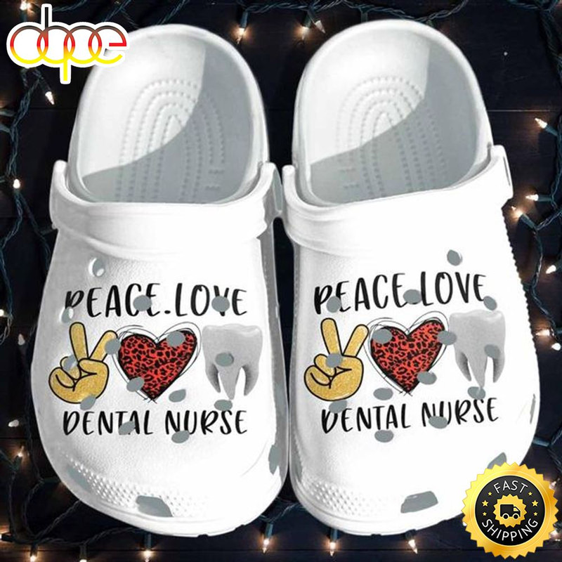 Dental Nurse Shoes Croc Mothers Daywomen Peace Love Nurse Special Crocs Clog Shoes.jpg