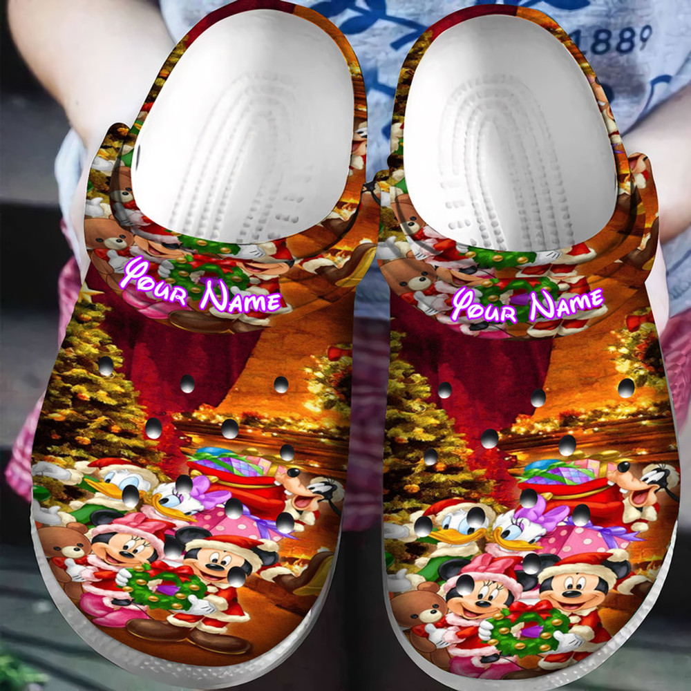 Disney Mickey Mouse Christmas Mickey Friend Personalized Name Crocs Clogs Shoes Comfortable For.jpg