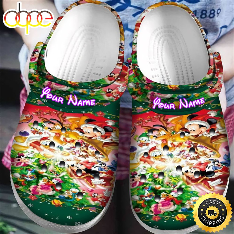 Disney Mickey Mouse Christmas Mickey Friend Personalized Name Crocs Clogs.jpg