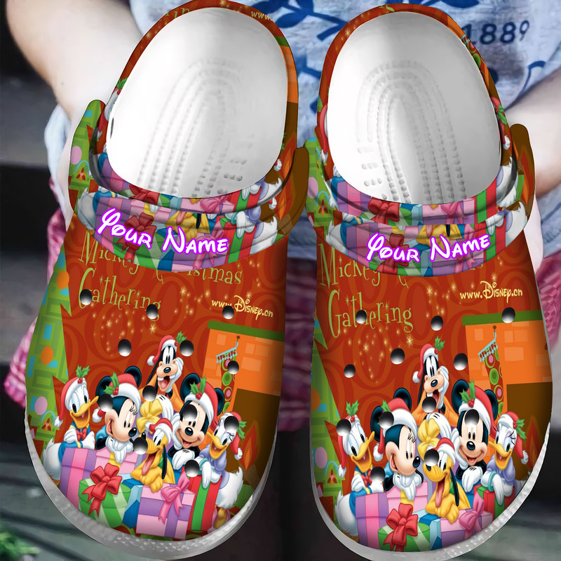 Disney Mickey Mouse Christmas Mickey Friends Personalized Name Crocs Clogs Shoes.jpg