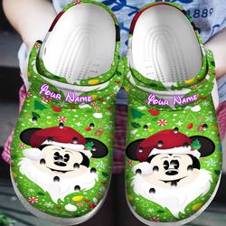 disney mickey mouse christmas mickey green personalized name crocs clogs shoes