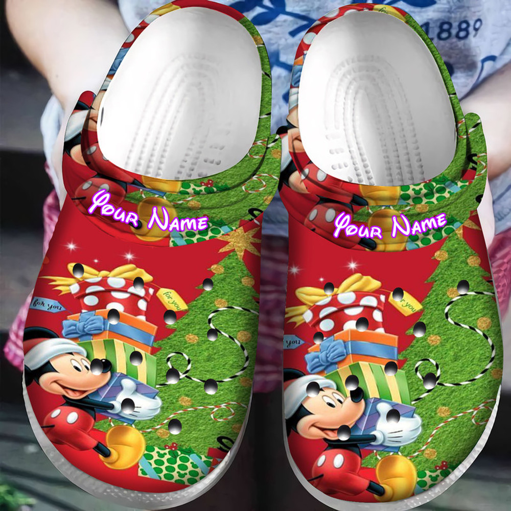Disney Mickey Mouse Christmas Mickey Personalized Name Crocs Clogs Shoes Comfortable For Mens.jpg