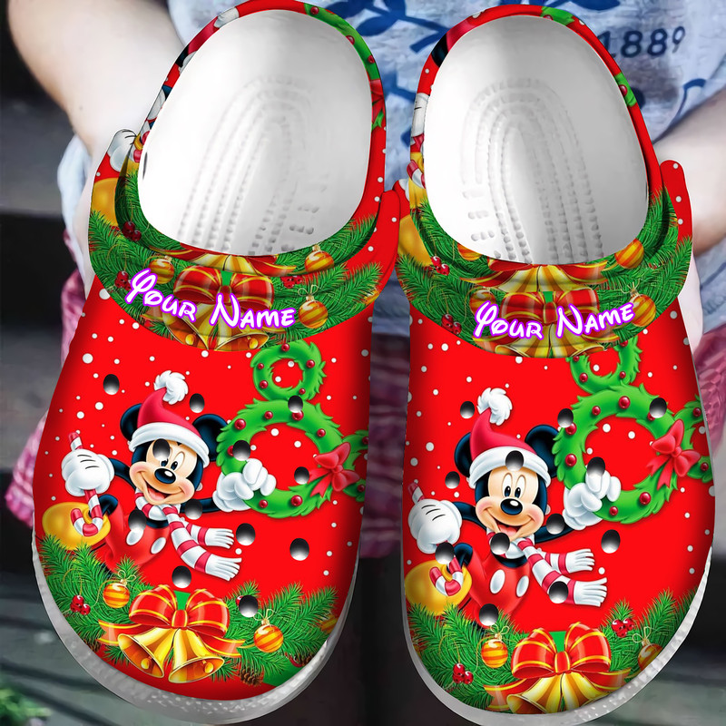 Disney Mickey Mouse Christmas Mickey Red ersonalized Name Crocs Clogs Shoes Comfortable For Mens.jpg