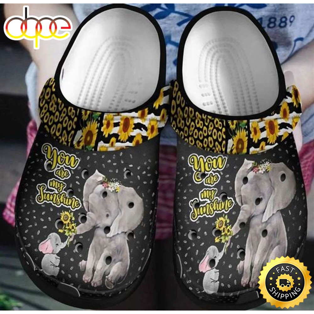 Elephant Mother And Child Sunflowers You Are My Sunshine Crocs Clog Shoes.jpg