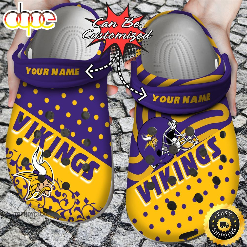 Football Personalized MVikings Polka Dots Colors Clog Shoes.jpg