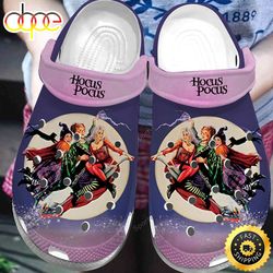 funny purple hocus pocus on broom halloween crocs