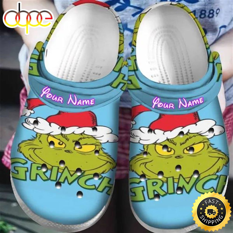 Grinch Christmas Personalized Name Crocs Clogs Shoes Comfortable For Mens Womens.jpg