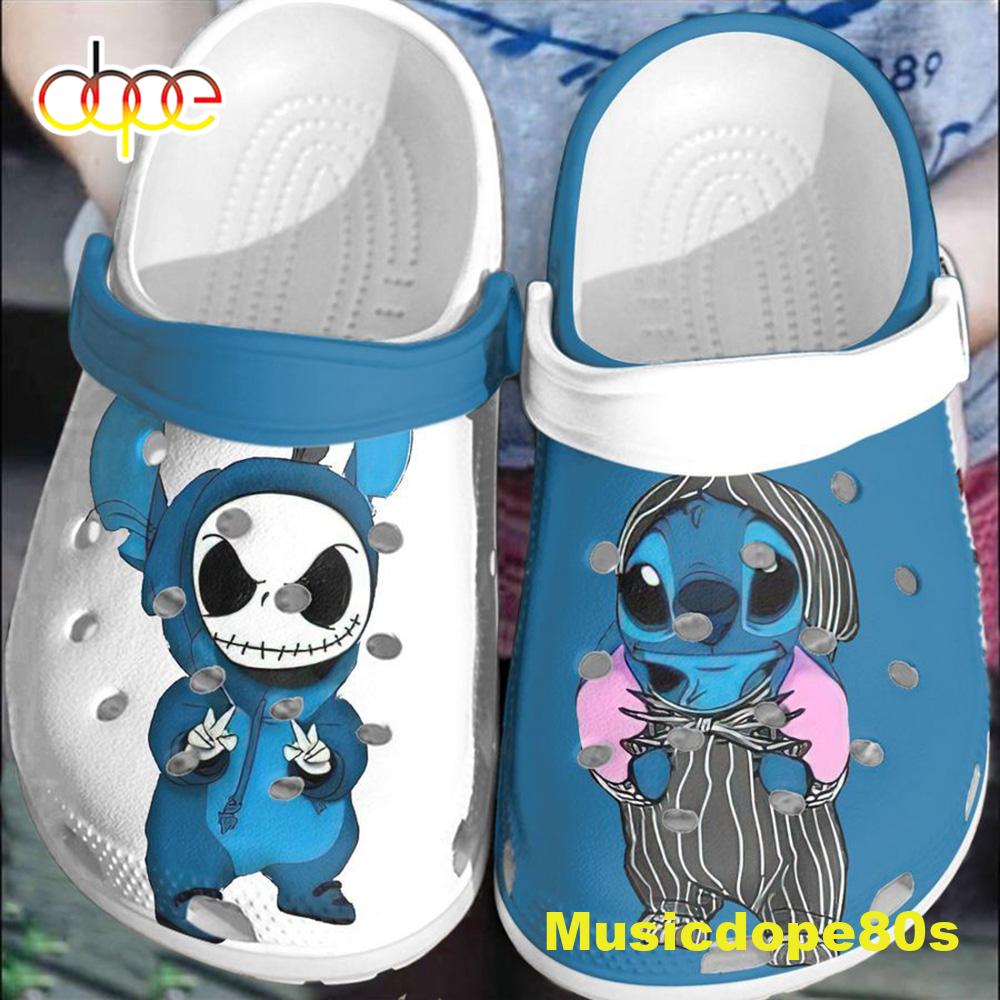 Halloween 2022 Cute Jack Skellington And Stitch Blue Crocs.jpg