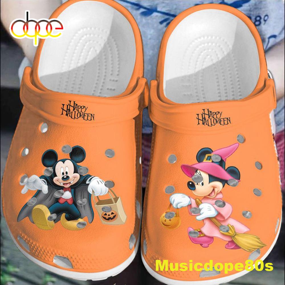 Happy Halloween 2022 Mickey And Minnie Orange Crocs.jpg