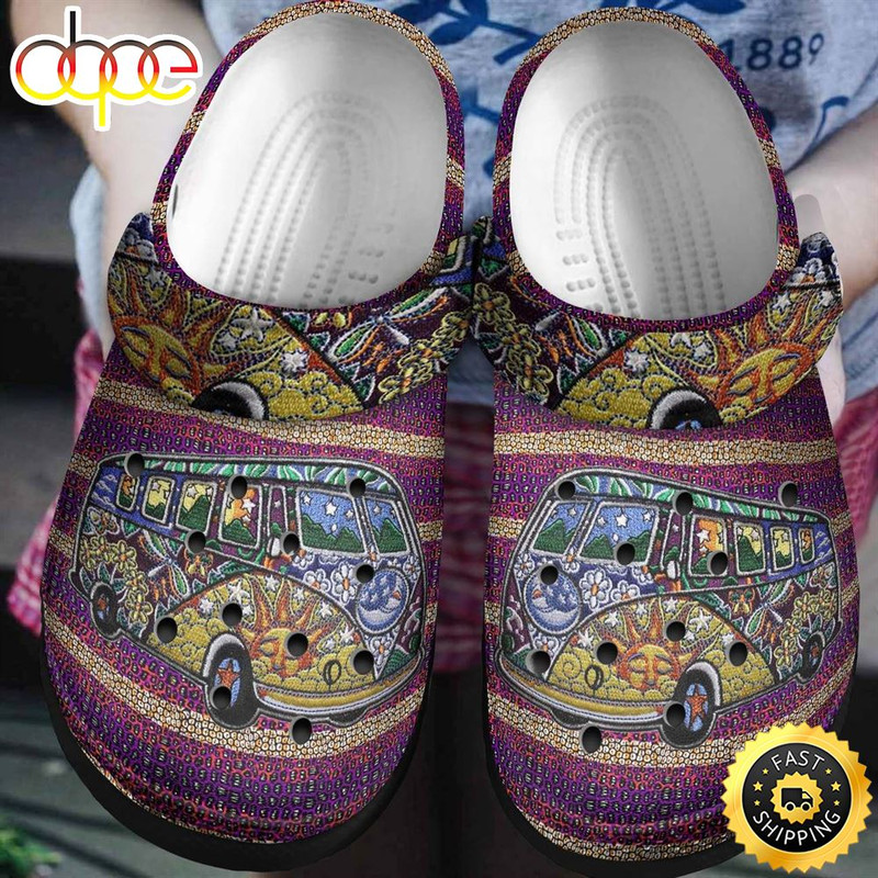 Hippie Crocs Comfortablefashion Style Comfortable For Women Men Hippie Camping Car.jpg