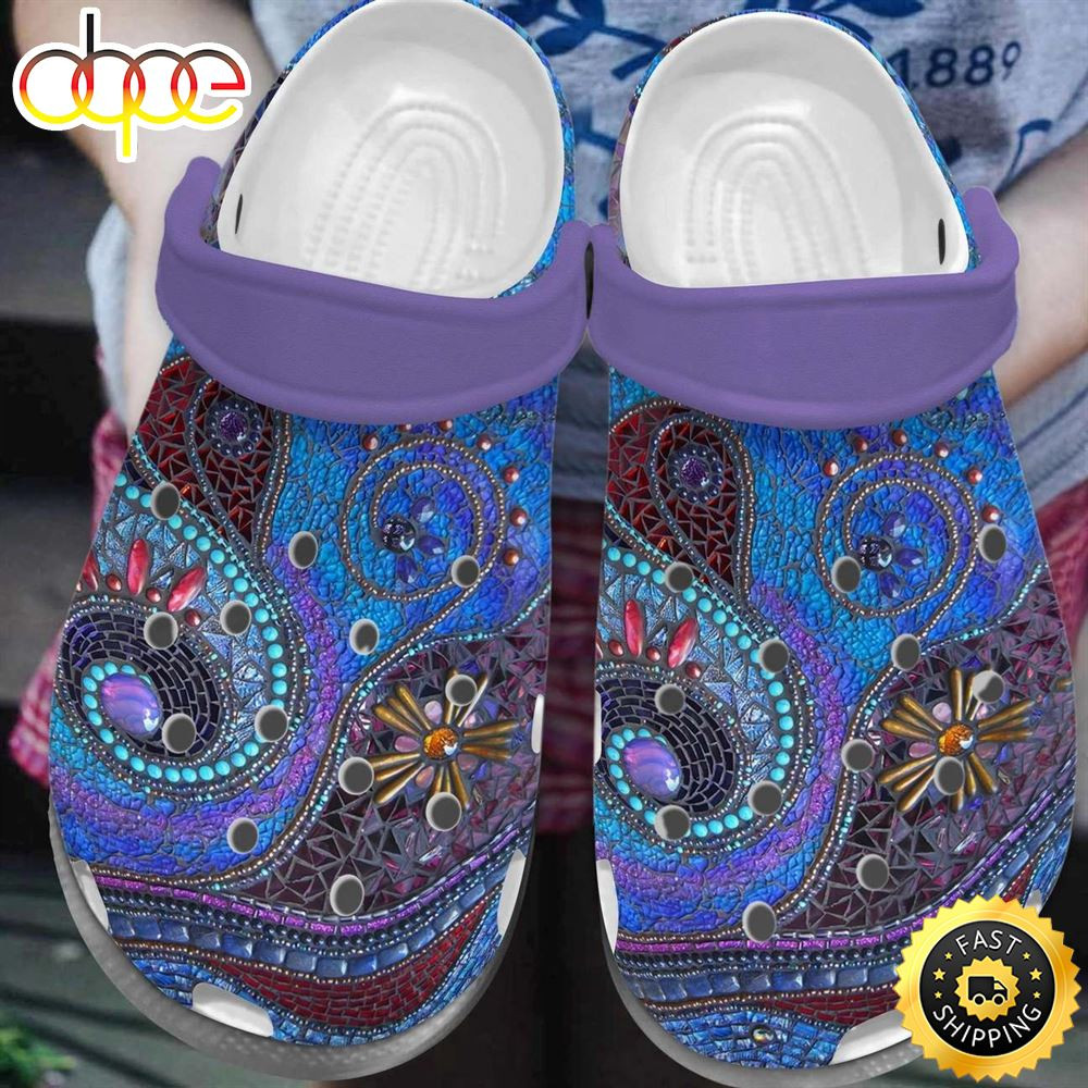 Hippie Crocs Comfortablefashion Style Comfortable For Women Men Hippie Pattern Gems.jpg