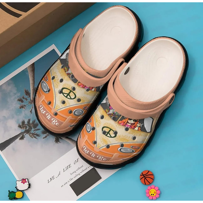 Hippie Crocs Comfortablefashion Style Comfortable For Women Men Orange Hippie Car Girl.jpg