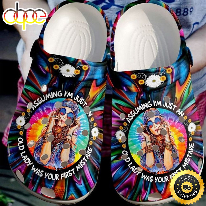 Hippie Just An Old Lady Crocs Clog Shoes.jpg