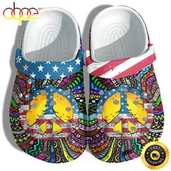 hippie peace sign america flag clog shoes gift women