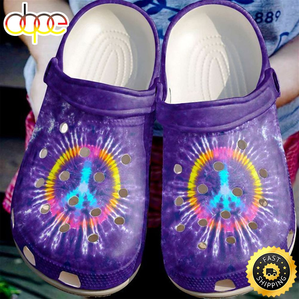 Hippie Sign Flower Crocs Clog Shoes.jpg