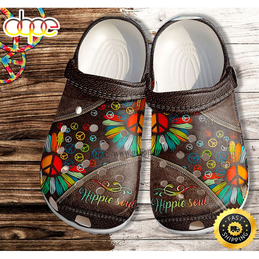 Hippie Soul Peace Daisy Leather Clog Shoes.jpg