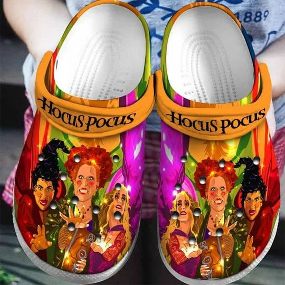 Hocus Pocus Disney Characters Pattern Crocs Classic Clogs Shoes In Orange & Green.jpg