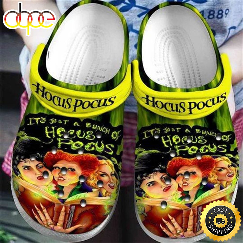Hocus Pocus Disney Characters Pattern Crocs Classic Clogs Shoes In Yellow & Green.jpg