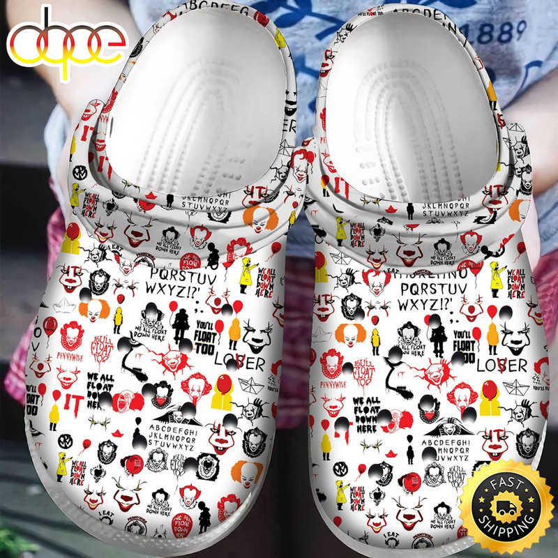 IT Pennywise Horror Movie Halloween Crocs Classic Clogs Shoes.jpg