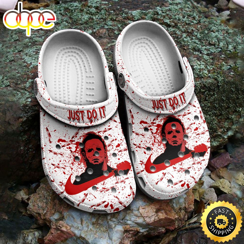 Michael Myers Just Do It Crocs Halloween Clogs Shoes.jpg