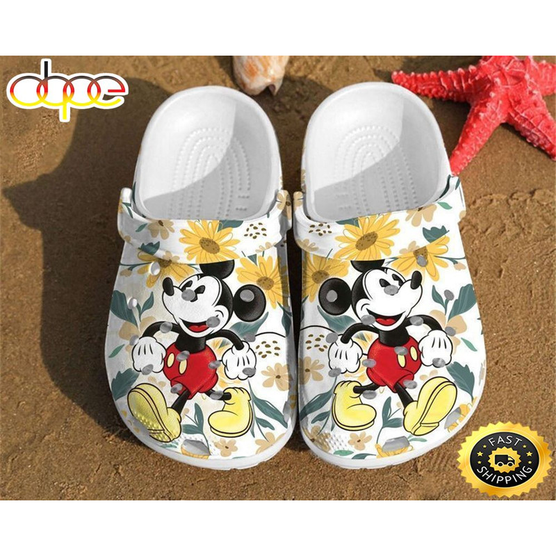 Mickey Sunflower Disney Mouse Couple Anniversary Gifts Clog Shoes.jpg