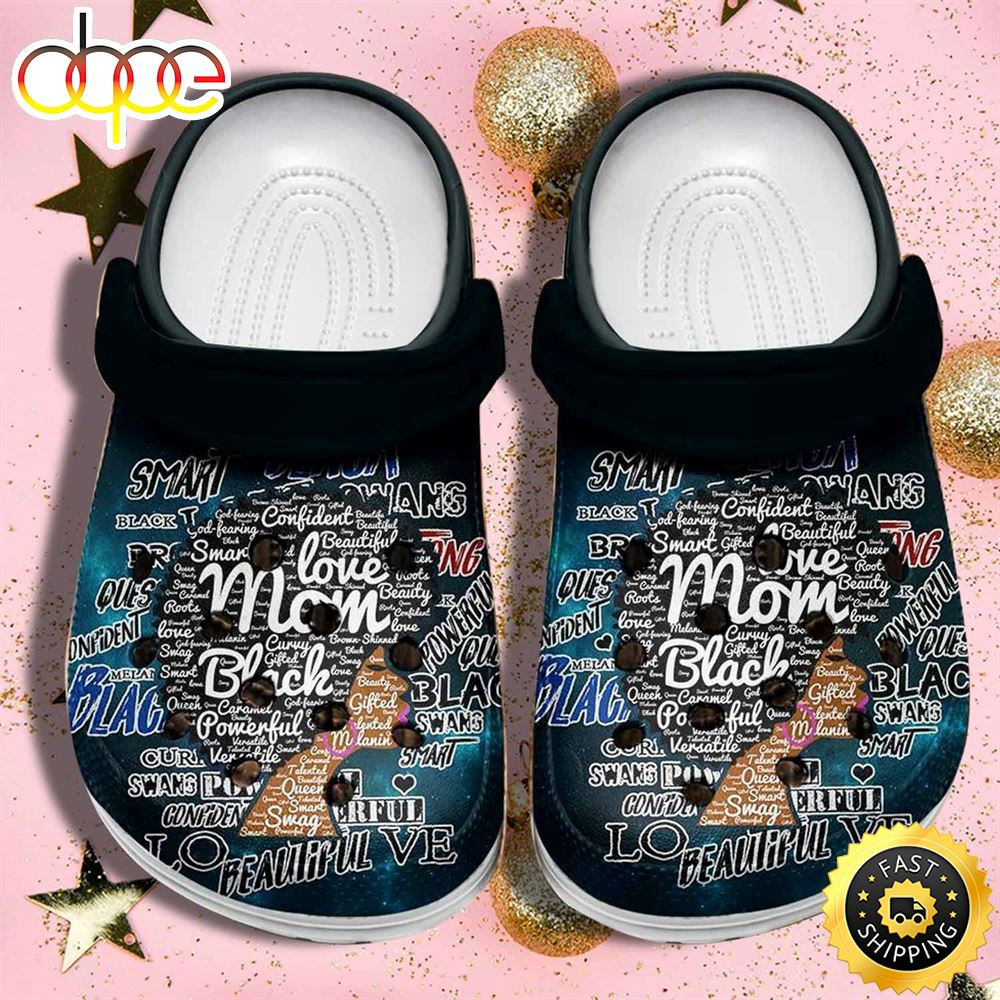 Mom Black Shoes Crocs For Black Mom Mothers Day Beautiful Hair Black Women Croc Shoes.jpg