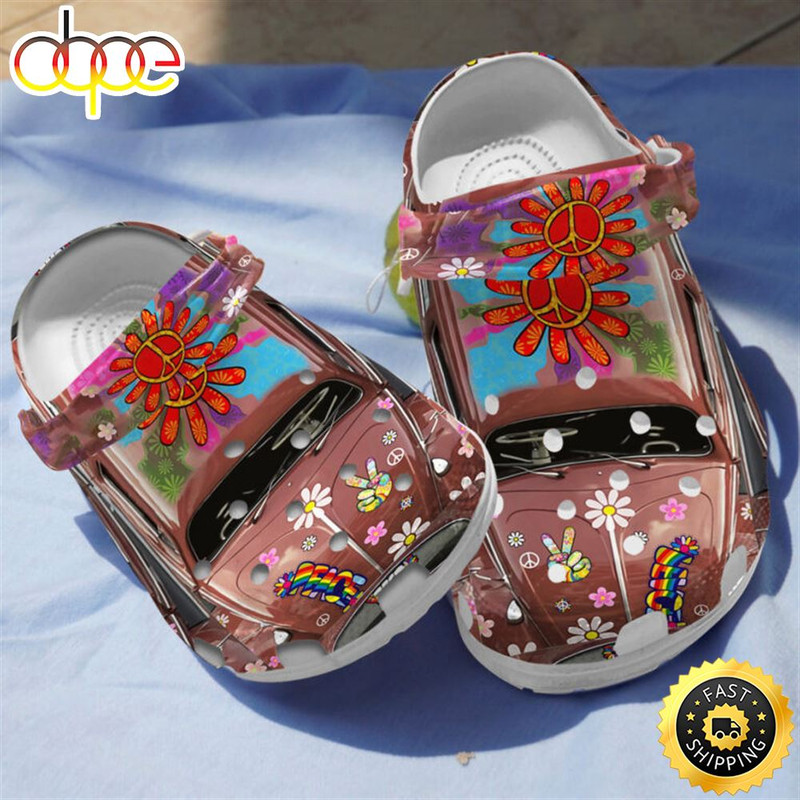 Peace Hippie Car Clogs Clog Shoes Gift For Men Women.jpg