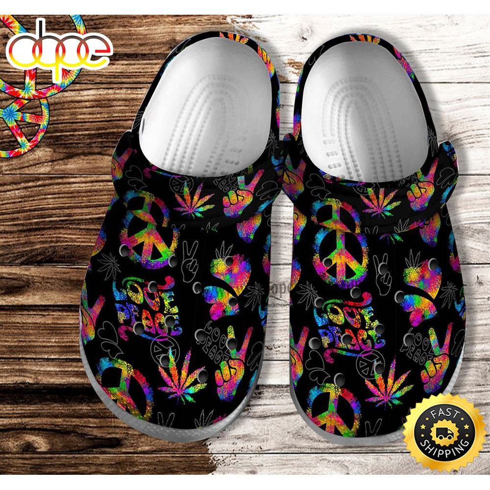 Peace Hippie Weed Funny Clog Shoes Gift Men Women.jpg
