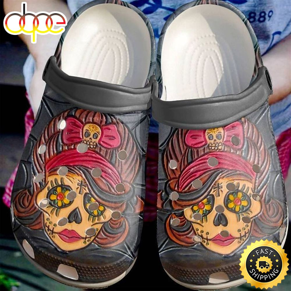 Skull Lady Crocs Crocband Clog Comfortable For Mens Womens Classic.jpg