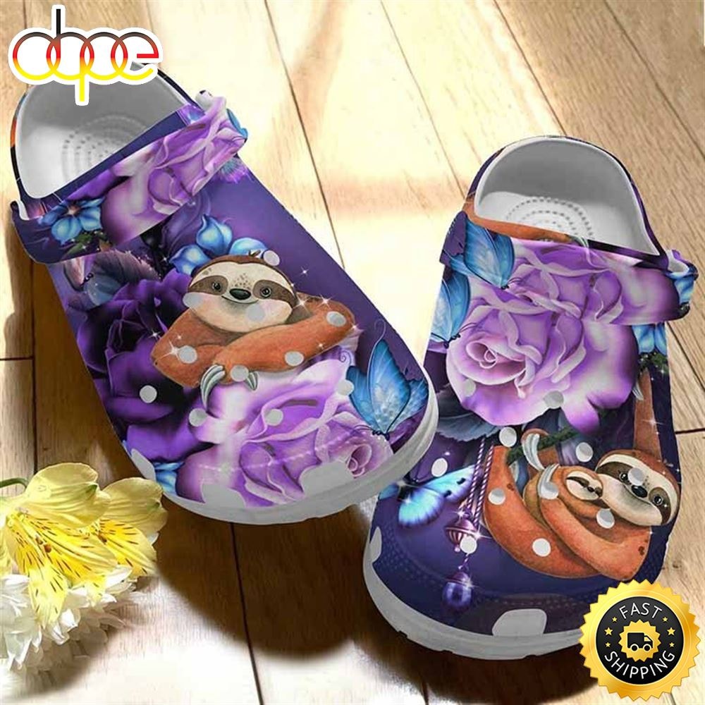 Sloth Mom And Baby Clogs Crocs Shoes For Women Girls.jpg
